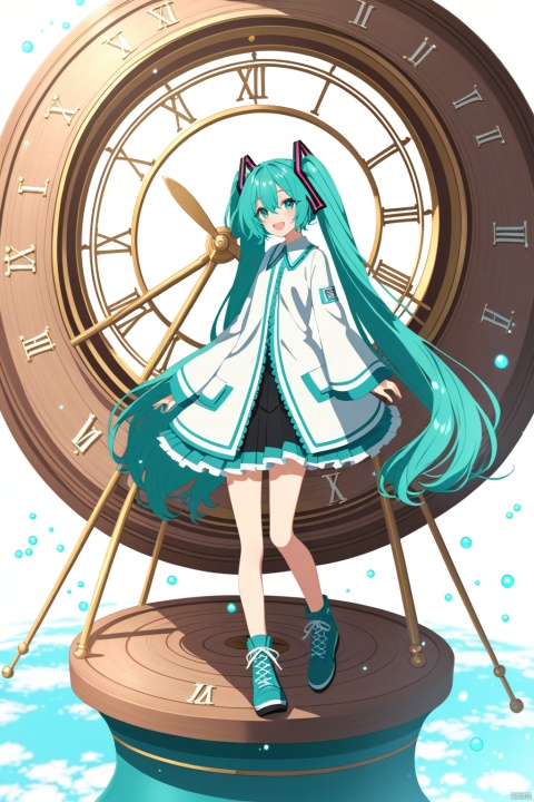  A Girl, Hatsune Miku, Walk on a giant clock.