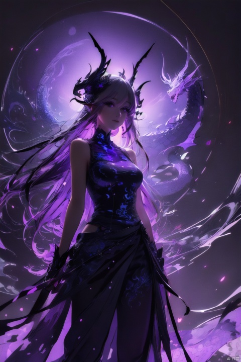 mastepiece,best quality,ethereal dragon,fantasy art,backlighting,ethereal glow,purple theme, best quality,portrait,looking at viewer,detailed face