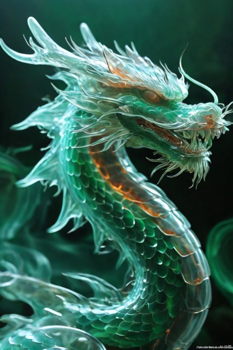 
Mysterious creatures have existed in various myths and legends since ancient times. The green, three-headed dragon was so large and strong that it seemed to be carved from the hardest emerald. Its scales are smooth and shiny, each one like a carefully polished work of art. In the sunlight, these scales reflect a charming green glow, which is dizzying. The head is the most striking part of the dragon. The central skull is sharpy-eyed and faces forward, as if looking out for prey or enemies. The heads on each side are turned sideways, as if listening to the surrounding sounds, alert for any potential threat. On each head were a pair of flaming eyes that glinted red and yellow, as if they were blazing flames that both illuminated darkness and heralded disaster. Each claw is sharp, like a sword honed by the best craftsmen. The nails of each paw were carved like jasper and gave off a faint glow. When the claws hit the ground, they can easily tear apart any material, giving people a sense of its amazing power. In addition, its tail is long and thin, like a huge green whip. Each scale is like a perfect piece of art, shining with a unique luster. When it wags its tail, it seems to be with such force that it can destroy all obstacles that stand in its way. dragon,ghostdom,Green skin, render,technology, (best quality) (masterpiece), (highly detailed), 4K,Official art, unit 8 k wallpaper, ultra detailed, masterpiece, best quality, extremely detailed, dynamic angle, atmospheric,highdetail,exquisitefacialfeatures,futuristic,sciencefiction,CG, , x-ray
