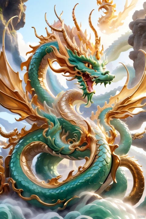 The dragon queen is enchanting, beautiful, beautiful and beautiful. The dragon queen's dragon is flying in the air. The dragon guard behind the dragon queen is shining with bright eyes and golden hands.