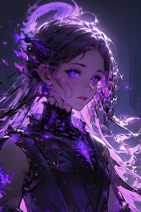 mastepiece,best quality,ethereal dragon,fantasy art,backlighting,ethereal glow,purple theme, best quality,portrait,looking at viewer,detailed face