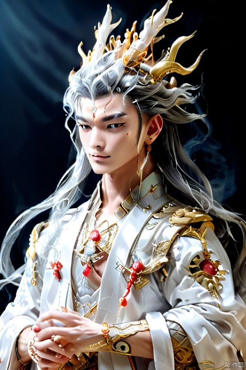  Eternal Dragon Emperor, the jewel on his crown is dazzling and dazzling, with delicate features, two bright and lively eyes, and a golden radiance emanating from his entire body,He holds the Seven Foot Heavenly Sword in his hand……