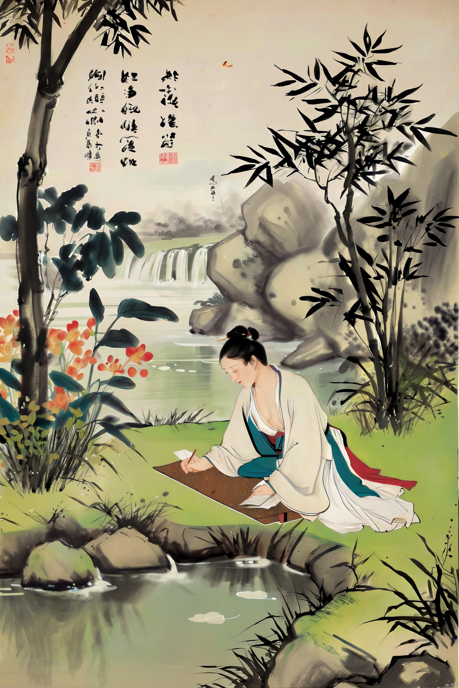  In a secluded valley, a Taoist disciple sits by a stream, engrossed in reading ancient scriptures on bamboo slips. Surrounded by lush trees, sunlight dapples the ground through the foliage, creating a harmonious blend of nature and the tranquility of Taoism., traditional chinese ink painting,black and white ink painting，sex,Family, spring outing, lawn, camping,they are have sex, baking, barbecue, pets, natural scenery，nude,reality,polaroid,nipples,areola,highres,Cinematic Lighting,child,*****,wallpaper,absurdres,incredibly absurdres,cameltoe,lens flare,Tyndall effect,moody lighting,available light,rim light,Volumetric Lighting,light leaks,midriff,flat chest,naked,pubic hair,masterpiece,sexy,penis