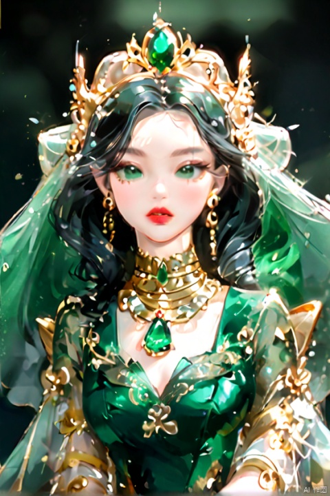 (Masterpieces, Top Quality, Best Quality, Official Art, Beauty and Estetics: 1.2), Kucing, Made of Emerald, Ukiran Emas, Model, Non-cantik, Estetik, Kristal, permukaan yang digilap semula jadi, mengkilap, sangat telus dan cantik, bahan Emerald.
