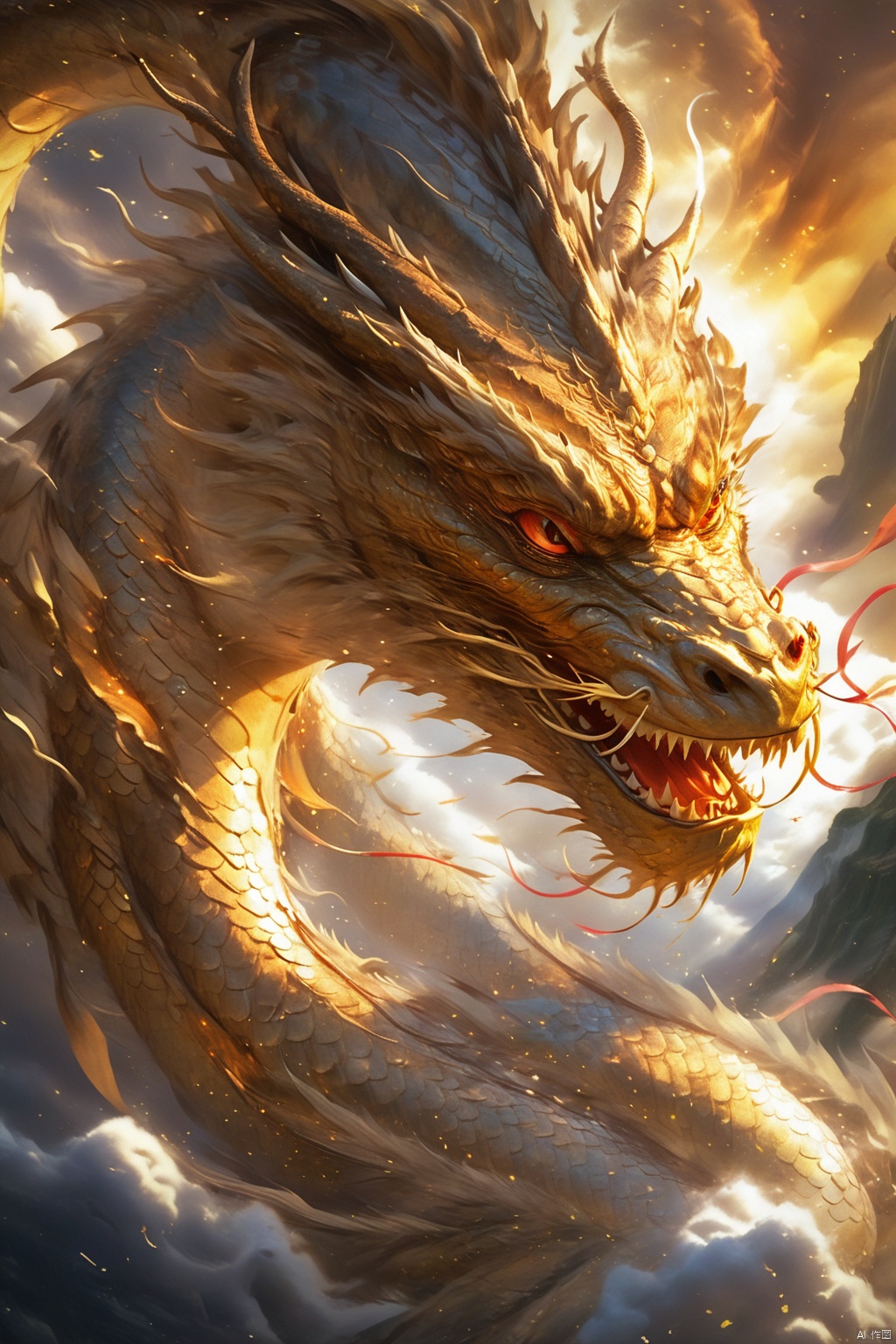  Dragons usually have huge bodies, strong limbs and long tails. Its scales may be sparkling gold, silver or other bright colors, each of which is hard and smooth. When the wings of the dragon spread out, they can cover the vast sky, and the film on the wings may shine with a variety of colors, as beautiful as a rainbow.