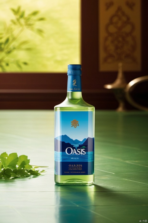  1. This is a trademark design on the surface of a liquor bottle, and the shape is rectangular.
Name of the wine: Source of Oasis. Combining "Oasis" with elements such as oasis and water sources represents the purity and nature of liquor. Green and blue can be used to express oases and water sources, while adding some traditional Chinese cultural elements, such as Chinese characters, seals, etc., to increase the cultural connotation of the brand