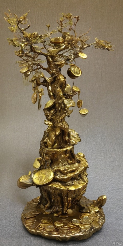  Ebros Feng Shui Gold Tree Statue Golden Money Coin Tree of Wealth and Abundance Decor Talisman Figurine
