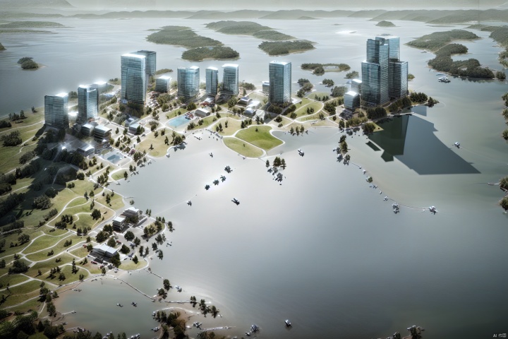  Urban design,City block,Villa area,water,river side,lake, bird view,Alien architecture,multi-storey building, Arch Modern, Research Institute,The azure lake water,Outdoor,Office Building,Landscape,Arc landscape, landscape, MIR, architecture, Arial view, bird 's-eye view