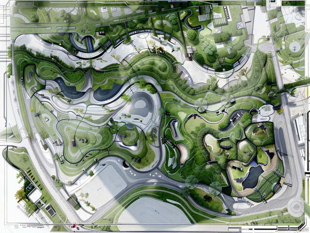  Top view,general drawing,masterplan,water,tree,丝路10, Top view,green land，road