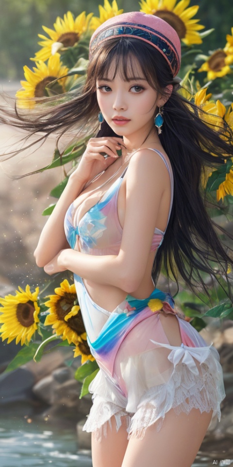  1girl, outdoors, sky,hat flower,see-through, shorts,blush, barefoot, day, cloud, water, one-piece swimsuit, ocean, beach, Han Chinese girls,yellow Hanfu,feathers,floating object,floating weapon,chinese clothes,large breasts,sunflower,jewelry, earrings,lips, makeup, portrait, eyeshadow, realistic, nose,{{best quality}}, {{masterpiece}}, {{ultra-detailed}}, {illustration}, {detailed light}, {an extremely delicate and beautiful}, a girl, {beautiful detailed eyes}, stars in the eyes, messy floating hair, colored inner hair, Starry sky adorns hair, depth of field, large breasts,cleavage,blurry, no humans, traditional media, gem, crystal, still life, Dance,movements, All the Colours of the Rainbow,zj,
simple background, shiny, blurry, no humans, depth of field, black background, gem, crystal, realistic, red gemstone, still life,