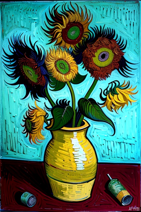 Intense oil painting effects,Van Gogh,flower,