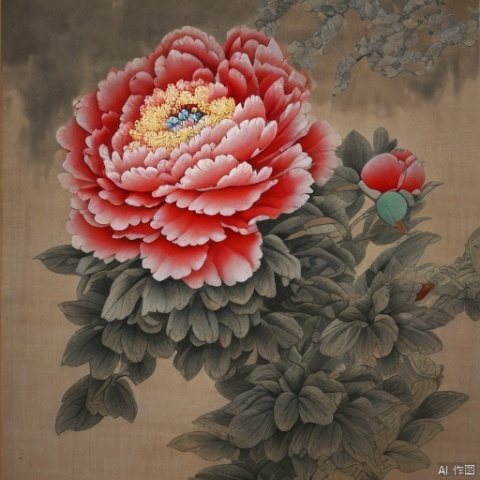 best quality,masterpiec8K.HDR.Intricate details,ultra detailed,8k,masterpiece,best quality,peony,Traditional Chinese Painting Style,Ink wash painting,
