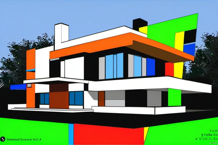  standalone villa in the style of Le Corbusier,Geometric volume composition,Overhang and span,details in the style of Corbusier,masterpiece,