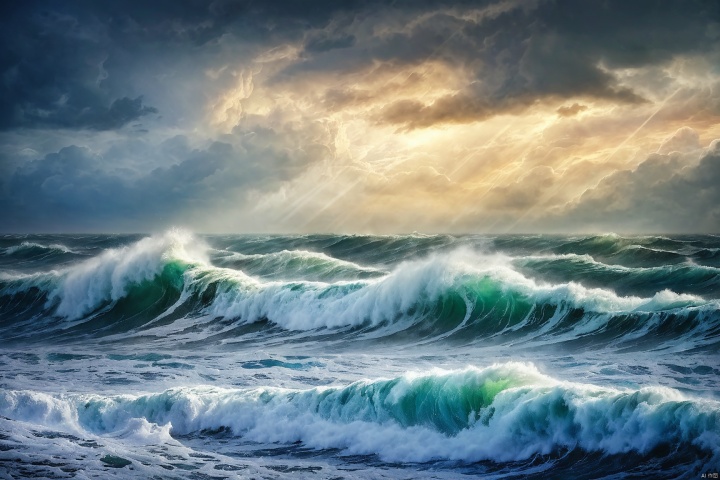 The vast sea, stormy waves, storms,
