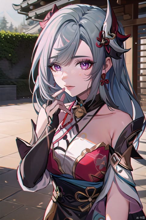  yuanshen,shenhe \(genshin impact\),1girl,solo,long hair,hair ornament,earrings,jewelry,looking at viewer,blue eyes,hair over one eye,outdoors,grass,tassel earrings,bangs,closed mouth,grey hair,polearm,breast curtain,tassel,portrait, nice hands, perfect balance, looking at viewer, closed mouth, (Light_Smile:0.3), official art, extremely detailed CG unity 8k wallpaper, perfect lighting, Colorful, Bright_Front_face_Lighting, White skin, (masterpiece:1), (best_quality:1), ultra high res, 4K, ultra-detailed, photography, 8K, HDR, highres, absurdres:1.2, Kodak portra 400, film grain, blurry background, bokeh:1.2, lens flare, (vibrant_color:1.2), professional photograph, (narrow_waist), shenhe (genshin impact), midjourney, backlight