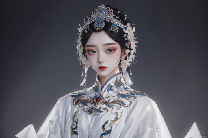  1girl,guofenghd,big eyes,white costume,indoors,ray tracing,best quality,masterpiece,hd,highres,extreme details