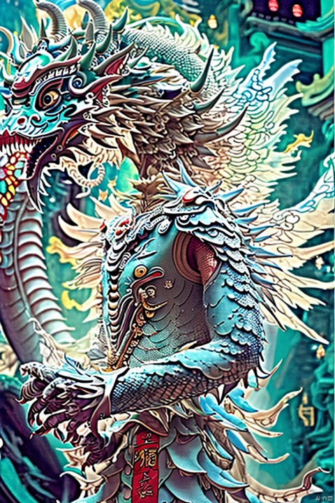  This article is 80 meters tall wearing a green armor emperor dragon, head like majesty, eyes have a flash of Dragon Ball, like colorful Baozhu, belly like mirage, scales like fish, holding a sharp blade, body like ah Luo scene, "secular painting dragon elephant, shoulder behind a pair of laser Suzaku phoenix wings"
Has a high internal force when fighting like a human Chinese dragon, his wings shine