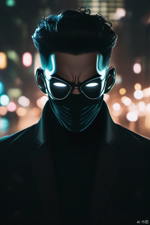  Keep the style and characters unchanged(city nightscape)(black surgical mask) (evil hands towards the head of another man, making evil movements) (gaslight effect )a man dressed in black, adorned with a sinister mask and glasses, radiates an aura of evil control over others. set against a backdrop of dim gas lamp lighting and a grey overlay, the scene is rendered in a 2d anime style, emphasizing the dark, mesmerizing atmosphere.
, cancer, lzgs,glowing, shining,Super quality .8k. Super resolution. Super clear,
