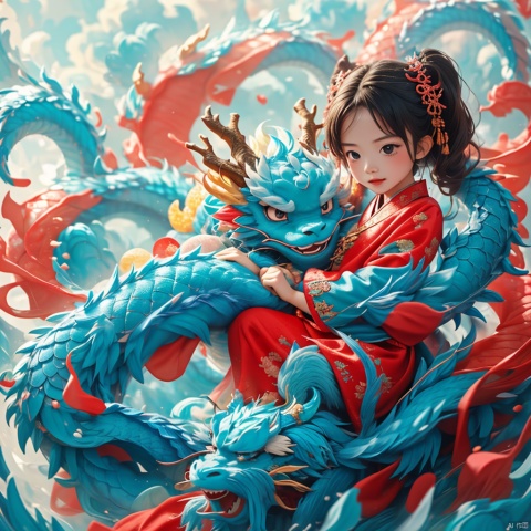  1girl, 5 years old, cute, photo, real, masterpiece, 32k, best quality, Chinese dragon,