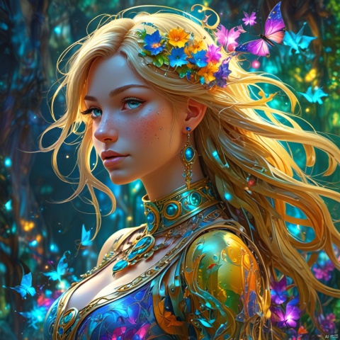  1girl,

magical radiance, Concept art,depth of fieldm, realistic, 
fractal, colorful, depth of field , vivid colors, 
﻿