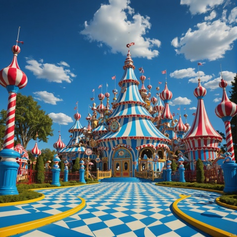 (wonderland:1),
(     Drama Park

,:1),
﻿
﻿
Blue sky,
No clouds,
,
best quality, masterpiece, high res, absurd res,
perfect lighting, intricate details,