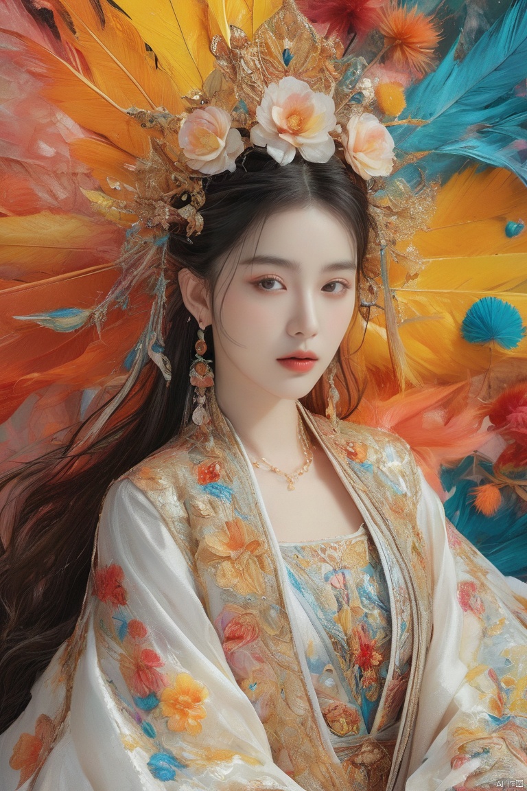  Feminine beauty, high detail and quality, 8K Ultra HD, 3d, vivid colors, seamless patterns, fabric art, art station, many colorful and detailed designs combining magic and fantasy, splashes, aesthetic for wallpaper design, white tone, photorealistic, ultra realistic, impressive in full color., Oouguancong