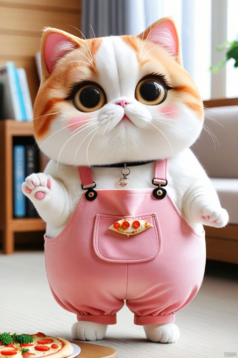  mimi,cat,super cute,eat fish,pizza, wmchahua, guzhuang,wear Pink strap pants,super large eyes, mimi,