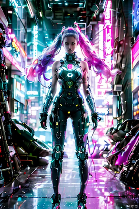  1girl,Cyberpunk, mecha,
