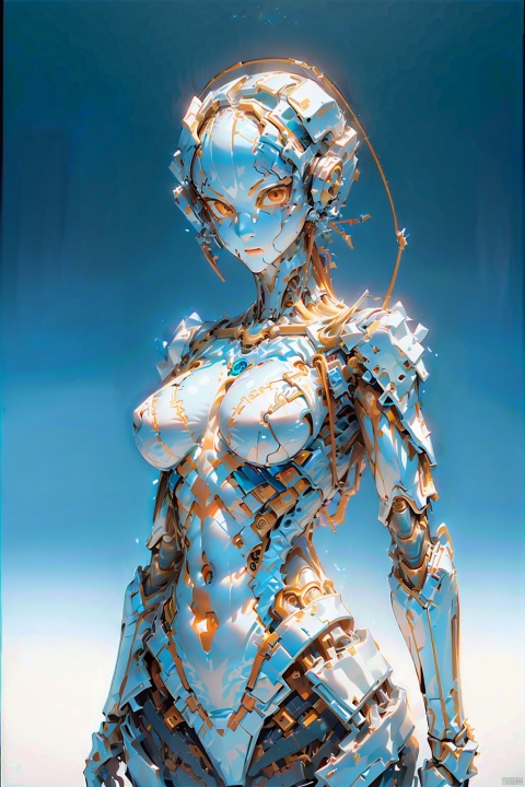  (((masterpiece))), (((best quality))), ((ultra-detailed)), (highly detailed CG illustration), ((an extremely delicate and beautiful)),(cute delicate face),cinematic light,((1mechanical girl)),solo,full body,(machine made joints:1.4),((machanical limbs)),(explosed muscles),(blood vessels connected to tubes),(a brain in container:1.3),((mechanical vertebra attaching to back)),((mechanical cervial attaching to neck)),((sitting)),expressionless,(wires and cables attaching to head and body:1.5),small breasts,short hair,(character focus),science fiction, baimecha