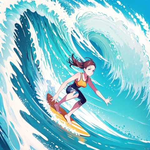  8k, best quality, masterpiece, ultra high resolution, surf,1girl, mascot, color