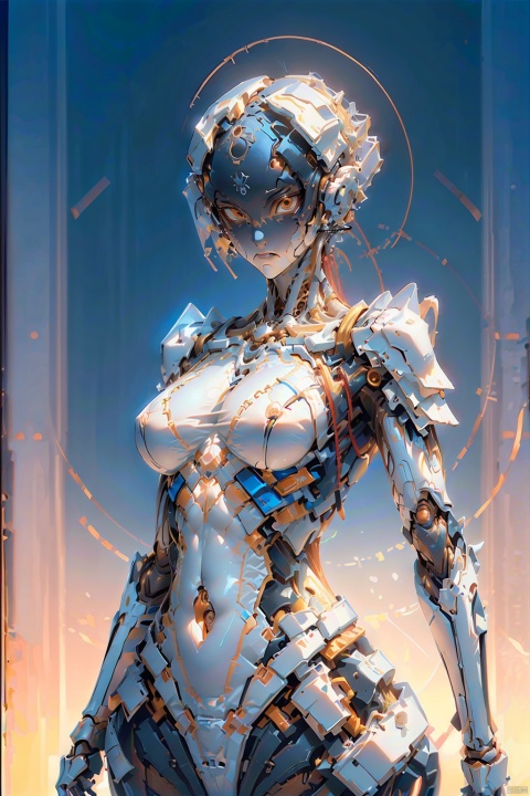  (((masterpiece))), (((best quality))), ((ultra-detailed)), (highly detailed CG illustration), ((an extremely delicate and beautiful)),(cute delicate face),cinematic light,((1mechanical girl)),solo,full body,(machine made joints:1.4),((machanical limbs)),(explosed muscles),(blood vessels connected to tubes),(a brain in container:1.3),((mechanical vertebra attaching to back)),((mechanical cervial attaching to neck)),((sitting)),expressionless,(wires and cables attaching to head and body:1.5),small breasts,short hair,(character focus),science fiction, baimecha