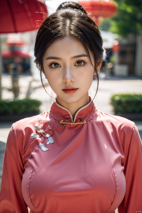 (pink|blue printed chinese upshirt:1.1),
BREAK,
(red long skirt:1.29),1 girl,(big breasts:1.8), high heels,(short hair:1.1), (realistic:1.7),((best quality)),absurdres,(ultra high res),full body,(photorealistic:1.6),photorealistic,octane render,(hyperrealistic:1.2), (big breasts:1.8), (photorealistic face:1.2), (8k), (4k), (Masterpiece),(realistic skin texture), (illustration, cinematic lighting,wallpaper),( beautiful eyes:1.2),(perfect face:1.5),(cute),(standing),(black hair),(long hair), (outdoors),long skirt, QIPAO,, (big breasts:1.89),1girl