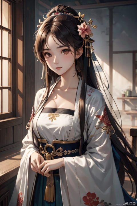  masterpiece,best quality,official art,extremely detailed CG unity 8k wallpaper, girl, solo, long hair, brown hair, brown eyes, medium breasts, random poss, chang,