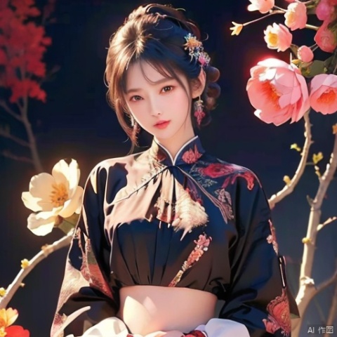  anime,(masterpiece, top quality, best quality, official art, beautiful and aesthetic:1.2),(5girl),upper body,extreme detailed,(fractal art:1.3),colorful,flowers,highest detailed,5 girl,glowing,skirt tied over head,shirt, mpaidui, mtianmei, multiple girls