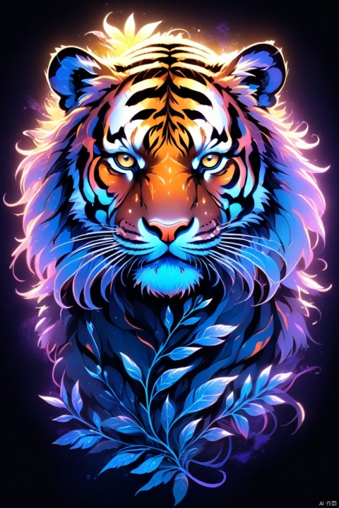  masterpiece,Detailed complex chaotic seascape black light mysterious silhouette of tiger,UV-reactive, black light art concept by Waterhouse, Carne Griffiths, Minjae Lee, Ana Paula Hoppe, Stylized florescent art, Intricate, Complex contrast, HDR,OverallDetail
