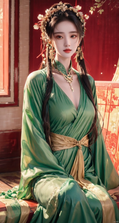  1girl, green hanfu, lotus leaf, best quality, master, (full body:0.5), highres, pretty face, hair accessories, (solo:1), looking at viewer, lips, dress, heal order, necklace, jewelry, (ridiculous long hair:1), earrings, hanfu, architecture, East Asian architecture, hanfu, ( Realism:1.5), Super High Resolution, Best Quality, Shameful Blush, Hair Strands, Arms Behind, (Expressive Hair:1.1) ,Perfect Body Proportions,
,baihuaniang,The expression is indifferent,white china dress,light smile,yifu,yuzu,high heels,moyou, liuyifei, dofas, hydress-hair ornaments, hf_xy, yue , hair ornament , hanfu,larger breast