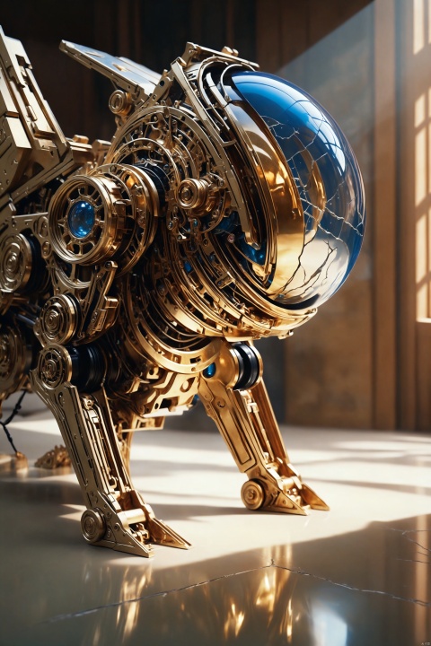 A cybernetic robotic dog with a porcelain doll's face and intricate detail borders gazes sensually into the camera, its cracked porcelain skin reflecting subtle light. Set against a dystopian future landscape, the mecha canine is surrounded by wild, untamed foliage, with volumetric light casting deep shadows. The atmosphere is heavy with subsurface scattering, transparency, and atmospheric perspective. In this hyperrealistic, analog-style artwork, the subject's cute face is juxtaposed with its mechanical limbs, creating a sense of otherworldly beauty. Soft cinematic lighting illuminates the scene, while sharp focus and photorealism evoke the feeling of film photography.