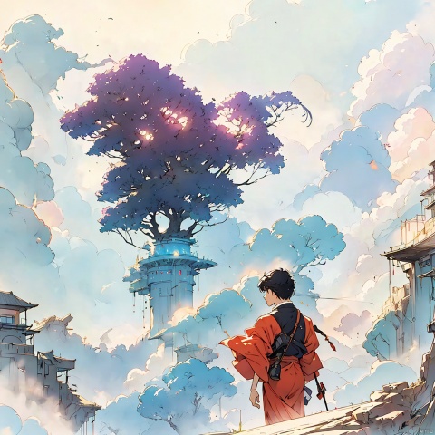  Color (Fantasy), (Hayao Miyazaki style), sky city, (irregular building floating in the air), concept art inspired by Andreas Rocha, Artstation contest winner, fantasy art, ross tran, light shafts, realistic lighting, masterpiece, high quality, beautiful graphics, high detail, masterpiece, high quality, beautiful graphics, high detail, tilt shift, excellent lighting, super detail, depth of field, science fiction, Cyberpunk, colorful, masterpiece, best quality,((high saturation)),((ultra-detailed)),Fujifilm, realistic