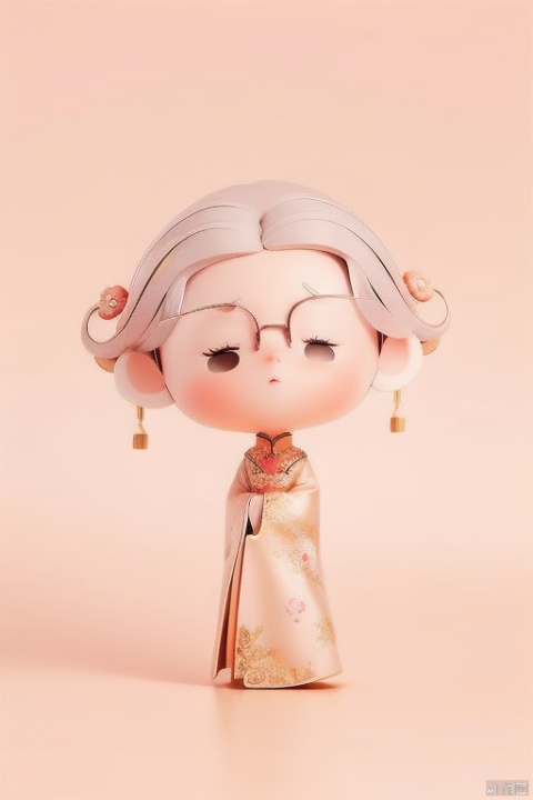 girl,china_dress, silver_hair,chinese_clothes,single lens glasses,hollow body,