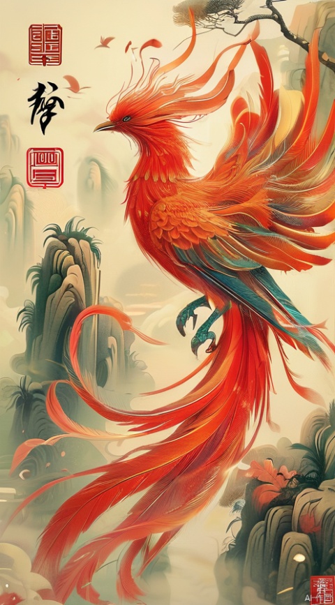 Chinese mythical beast Vermilion Bird