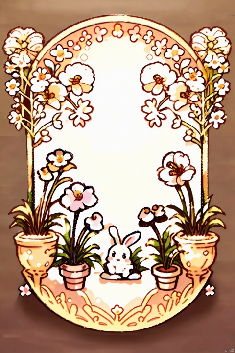  paper-cut style,plants,flowers,rabbit,colorful,fungus poisoning,cute,furry