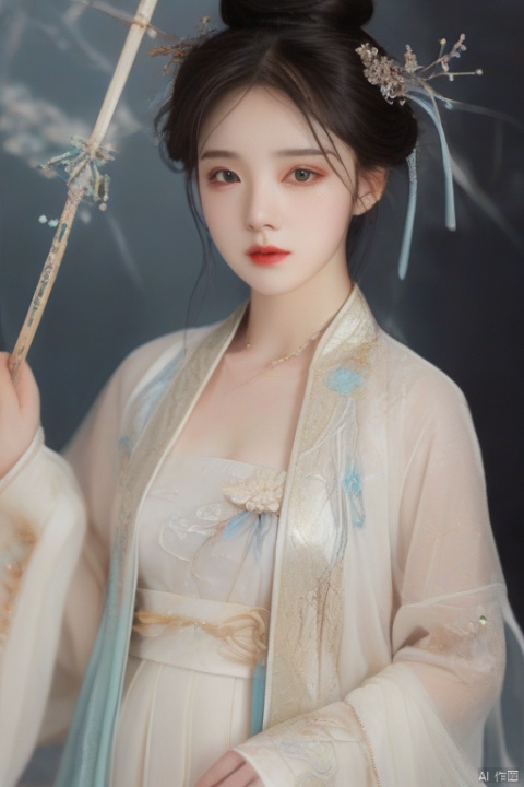 Realistic,masterpiece,best quality,ultra detailed,official art,beauty and aesthetics,detailed,intricate,highly detailed,1girl,chinese girl,solo,Magic sticks,grimoires,highly detailed,delicate countenance,fancy,glassy texture,accessory,gown,crush