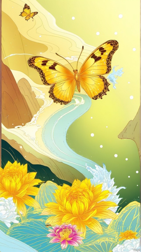  Butterfly, (Golden),  Bling bling, Water