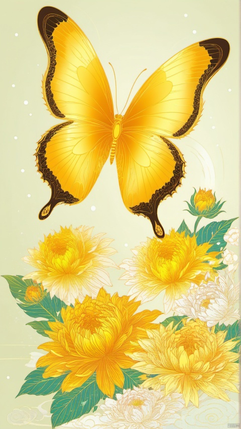 Butterfly, (Golden),  Flower,（ Golden）, Water,（ Golden）, Bright,  Bling bling,
