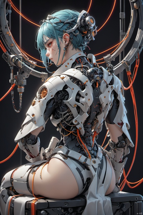  masterpiece,best quality,1mechanical girl,realistic anime style,ultra realistic details,shadows,octane render,8k,ultra sharp,metal,intricate,ornaments detailed,cold colors,egypician detail,highly intricate details,realistic light,trending on cgsociety,facing camera,neon details,machanical limbs,blood vessels connected to tubes,mechanical vertebra attaching to back,mechanical cervial attaching to neck,sitting,wires and cables connecting to head,