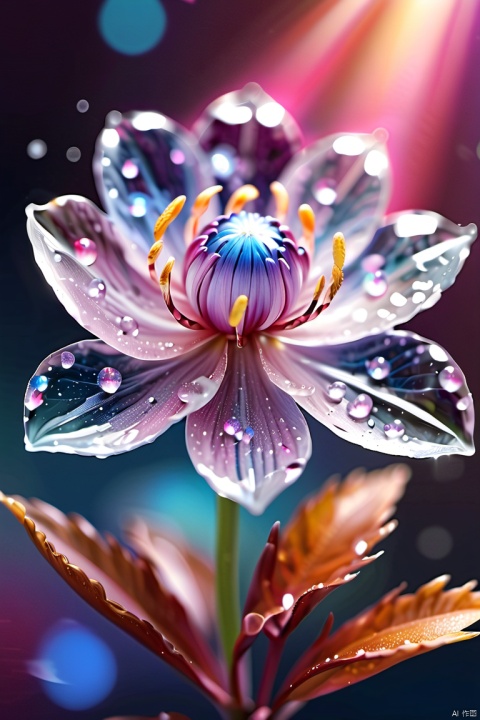  crystal blossom flower,
fantasy, galaxy, transparent, 
shimmering, sparkling, splendid, colorful, 
magical photography, dramatic lighting, photo realism, ultra-detailed, 4k, Depth of field, High-resolution

