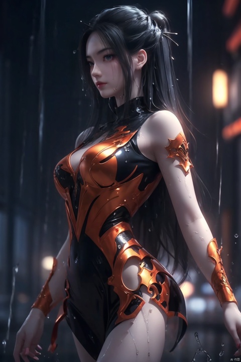  Epic CG masterpiece,stunningly beautiful,graphic tension,dynamic poses,stunning colors,3D rendering,surrealism,cinematic lighting effects,realism,00 renderer,super realistic,masterpiece,best quality,32k uhd,insane details,intricate details,hyperdetailed,hyper quality,high detail,ultra detailed,Masterpiece,
1girl,solo,glowing,simple background,,rain,it's soaking wet,(splash of water:1.4),,wet_hair, yanlingji