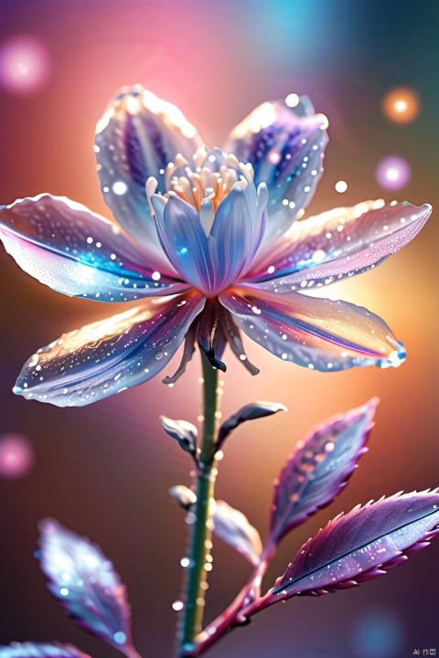  crystal blossom flower,
fantasy, galaxy, transparent, 
shimmering, sparkling, splendid, colorful, 
magical photography, dramatic lighting, photo realism, ultra-detailed, 4k, Depth of field, High-resolution

