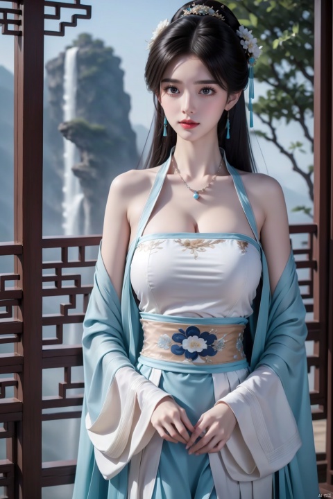 1girl, long hair, breasts, looking at viewer, hair ornament, long sleeves, dress, cleavage, indoors, wide sleeves, white dress, chinese clothes, table, realistic, Hanfu,(huge and full breasts: 1.3), (full breasts), necklace, tree, outdoor, outside,Flower Sea, Cliff Edge, full body, Bare shoulders,white hair, black hair,Headbands,swing,waterfall, , solo

robe
veil
cloak
jewelry
standing
lake
Light green mixed with light gray style hair, yifu, han style,dress

 white Chinese style dress
Off white Chinese style dress
Light Chinese orange style dress
Blue and blue Chinese style dress

(completely naked), (a naked girl), tiandunv, hanfu,, sdmai, fengwu,ru_qun, qingyi, yunxi, yuechan, mds-hd, ultra realistic 8k cg, Light master, flawless, babata, clean