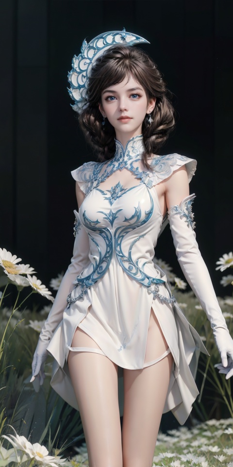  Luna,1girl,blue eyes,dress,headpiece,hair_ornament,instrument,(starry_sky:1.6),solo,long hair,small breast,gloves,(in a meadow:2),earrings,white dress,jewelry,elbow gloves,black hair,looking at viewer,brown hair,, (raw photo:1.2),((photorealistic:1.4))best quality,masterpiece,illustration,an extremely delicate and beautiful,extremely detailed,CG,unity,8k wallpaper,Amazing,finely detail,masterpiece,best quality,official art,extremely detailed CG unity 8k wallpaper,absurdres,incredibly absurdres,huge filesize,ultra-detailed,highres,extremely detailed,beautiful detailed girl,cinematic lighting,1girl,pale skin,tall female,(perfect body shape),skinny body,Slender legs,